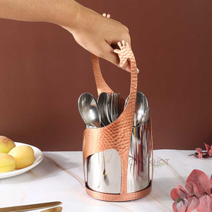 Copper giraffe spoon stand stainless steel container