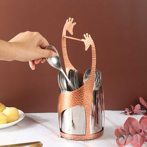 Copper giraffe spoon stand stainless steel container