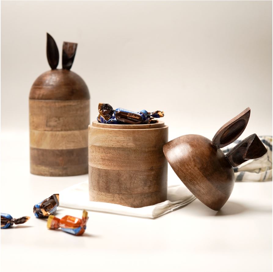 Wooden Bunny Jar