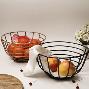 Black wire metal fruit basket