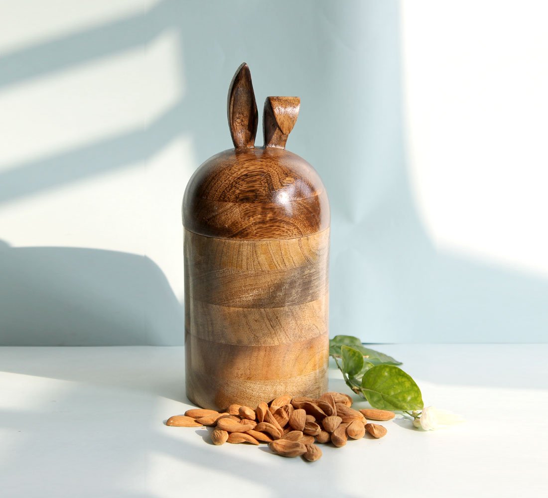 Mango Wood Bunny Jar